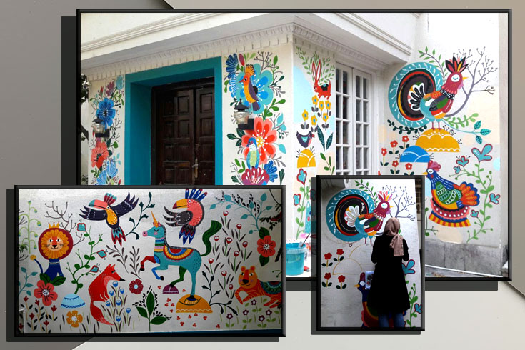 جزییات نقاشی دیواری مدرسه یوسف آباد